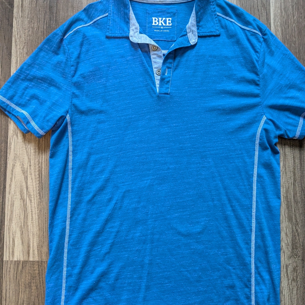 BKE Men's Bright Blue Polo with Contrast Collar